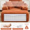 66" Oversized Chaise Lounge Sofa Chair Indoor, Modern Corduroy Single Sleeper Couch Chair with 3 Soft PillowsCup Holder, Boneless Cloud Couch Single Seat Sofa Bed for Living Room Office (Brown) view 4