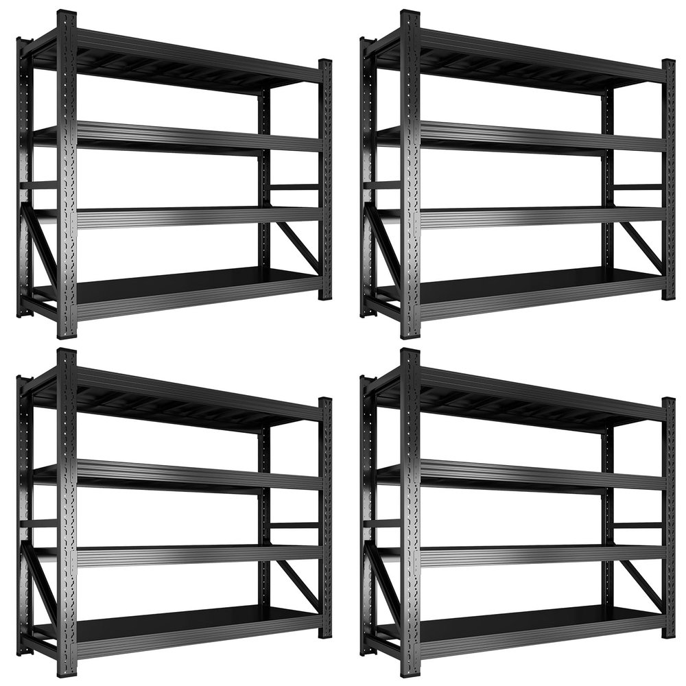 71" W Heavy Duty Garage Shelving, 6000LBS Garage Storage Shelves Industrial Shelving Unit, 5 Tier Adjustable Metal Shelving for Basement, Shop, Warehouse, 71" W x 24" D x 71" H, 4 Pieces