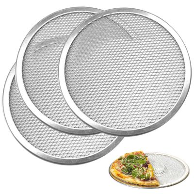 Muzrunq Pizza Screen with Seamless Edge, 3Pcs 12 Inch Restaurant-Grade Pizza Rack Professional Practical Round Baking Pan for Home Kitchen BBQ Baking..