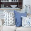 Amalthea Block Print Pillow Cover 100% Cotton/Linen Designer Throw Pillow Cover Luxury Decorative Accent for Sofa, Couch, Bed & Modern Coastal Grandmillennial Home Dcor (Blue, 22x22) view 2
