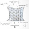 Amalthea Block Print Pillow Cover 100% Cotton/Linen Designer Throw Pillow Cover Luxury Decorative Accent for Sofa, Couch, Bed & Modern Coastal Grandmillennial Home Dcor (Blue, 22x22) view 3