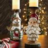 Table Centerpiece Resin Christmas Candle Holders for Tables - Santa Claus and Snowman Candle Stick Holder Centerpiece New House Gift view 2