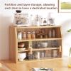 Kitchen Storage Cabinets Kitchen Sideboard with Sliding Doors Solid Wood Pantry Cabinet Countertop Spice Organizer Freestanding Pantry Rack for Dish Bowl Space Saver(Brown,60cm) view 3