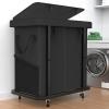 50 Gal(190L) High Grade Large Laundry Basket with Wheels, Rolling Laundry Hamper, Laundry Cart with Metal Frame and Removable Bag Design, Suitable for Laundry Room, Bedroom (Black, 2 Section 190L) view 1