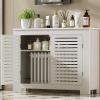 Modern Radiator Cover Louvered Grill Heater Heating Side Stand Cabinet, White Wall Heater Cover Radiator Shelf, Easy To Assemble/Storable, Hide Cluttered Pipes For Decorative Living Room Home(L39.4xH3 view 1