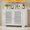 Modern Radiator Cover Louvered Grill Heater Heating Side Stand Cabinet, White Wall Heater Cover Radiator Shelf, Easy To Assemble/Storable, Hide Cluttered Pipes For Decorative Living Room Home(L39.4xH3 view 3