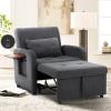 COLAMY Convertible Sleeper Chair-Fabric Futon Sofa Bed, Single Sleeper Sofa, Small Couch Bed with USB Port, Foldable Table, Pillow, Adjustable Backrest for Dorm/Bedroom/College Darkgrey view 1