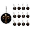 Fleur de Lis (11) Round Crystal Glass Decorative Shower Curtain Hooks with 3D Pattern Visual, Rust Proof Shower Curtain Rings-12 Pack view 1
