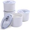 14 oz Ceramic Ramekins with Lids, Set of 4 Oven Safe Porcelain Creme Brulee Ramekins for Baking, Souffle, Pudding, Dessert, Dip, Leftovers & Food Storage, (White) view 1