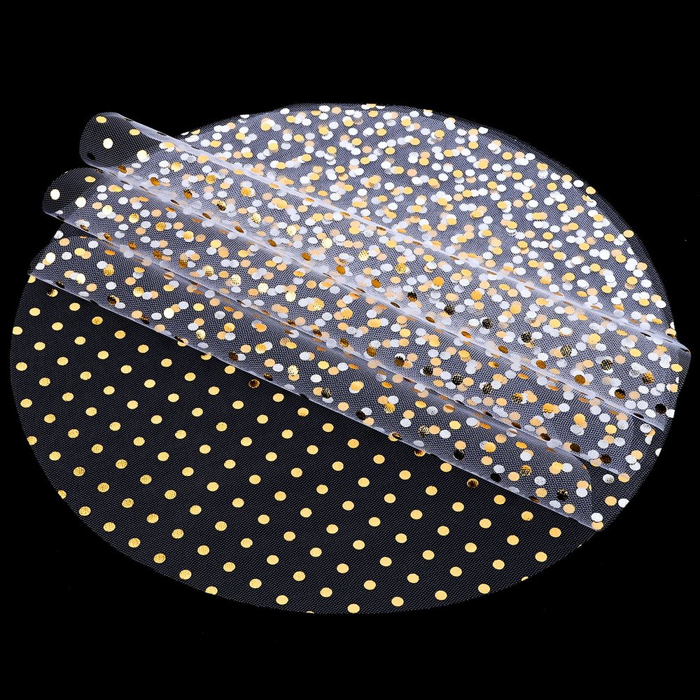 100 Pcs Gold Polka Dots Placemats 13 Inch Round Disposable Table Mat Gold Foil Mesh Pressed Paper Placemat Elegant Wedding Placemats for Birthday Party Church Banquet Dinners Dining Room Table Decor