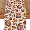 Fall Tablecloth Rugby Pumpkins Table Runner 13x72 Inch Thanksgiving Home Seasonal Autumn Kitchen Dining Table Party Decoration -A view 1