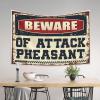 Room Door Decor Beware Of Attack Pheasant Tapestry Indie Room Decor Funny Home Decor(100X150CM) view 3