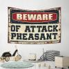 Room Door Decor Beware Of Attack Pheasant Tapestry Indie Room Decor Funny Home Decor(100X150CM) view 4