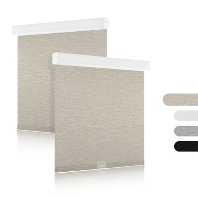 Boolegon Blackout Roller Shades for Indoor Windows, Cordless Pull Down Roller Blinds, Jacquard Fabric Thermal Insulated, Window Shades Blinds for Home Office, Easy to Install, Beige,85" W x 72" H