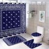Bandana True Blue Bathroom Four Piece Set, Including Floor Mat and Shower Curtain view 1