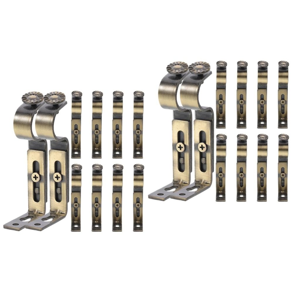 20 Pcs Curtain Rod Curtains Holders Curtain Bracket Gold Curtain Hooks Curtain Tieback Hooks Wall Drapery Hanging Holder Iron Drapery Rod Brackets/As Shown 1 * 2Pcs/10 * 4.7Cm*2Pcs