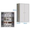 LXBAMKEA Stainless Steel Kitchen Wall Cabinets, Storage Cabinet with Adjustable Partition, Bathroom Garage Balcony Bar Double Door Wall Cupboard, Kitchenware Spice Organizer(50x25x80cm) view 2