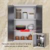 LXBAMKEA Stainless Steel Kitchen Wall Cabinets, Storage Cabinet with Adjustable Partition, Bathroom Garage Balcony Bar Double Door Wall Cupboard, Kitchenware Spice Organizer(50x25x80cm) view 4