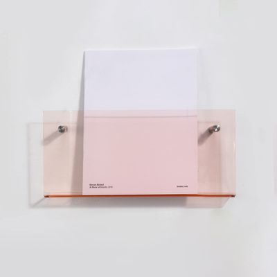 TBLOTYD Acrylic Brochure Holder 80cm Wide Clear Transparent Floating Bookshelf for Magazine Literature Newspaper Display Pink Color Display Stand,Pink-W 40cm/15.7in