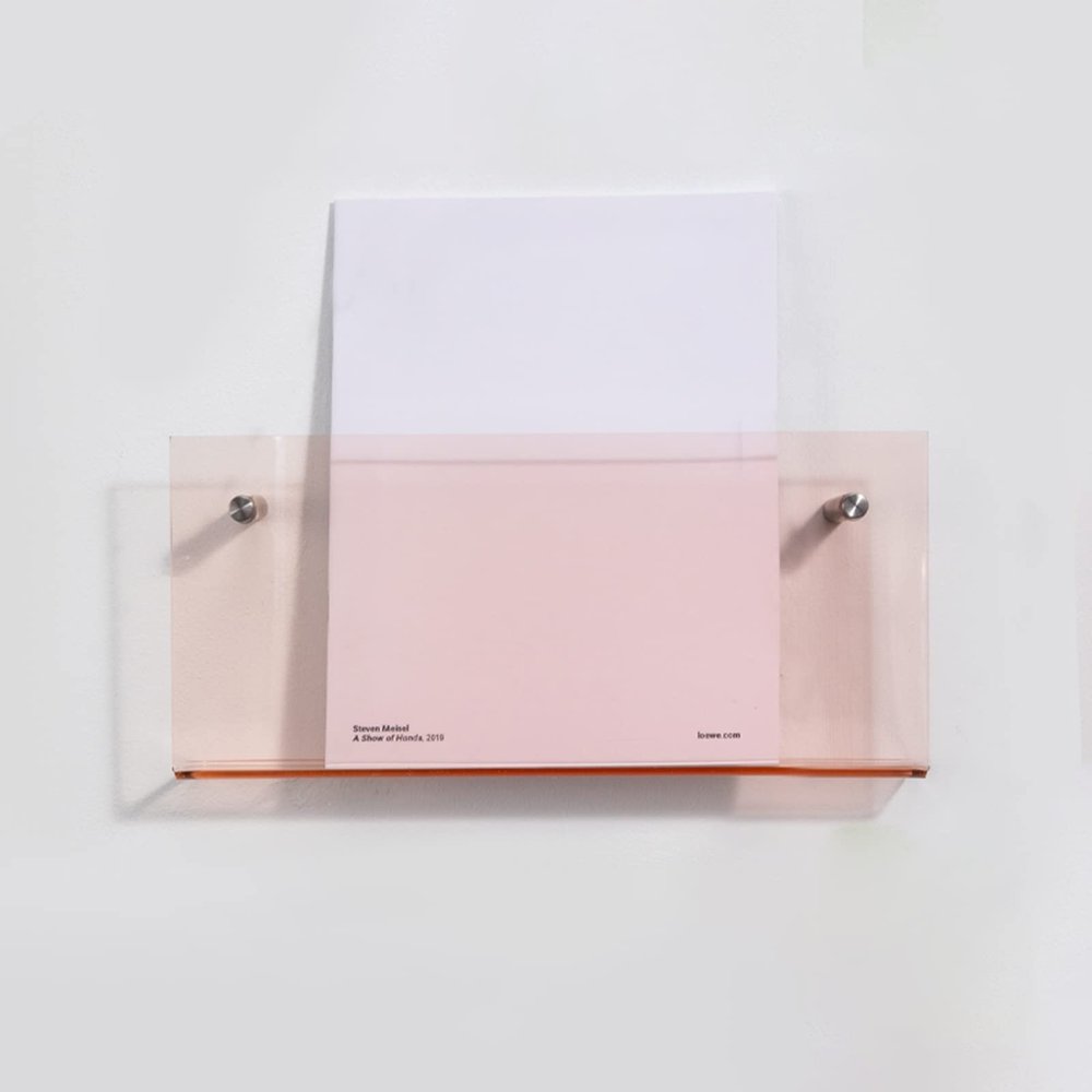 TBLOTYD Acrylic Brochure Holder 80cm Wide Clear Transparent Floating Bookshelf for Magazine Literature Newspaper Display Pink Color Display Stand,Pink-W 40cm/15.7in