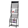 TBLOTYD Magazine Rack Magazine Stand Outdoor Trifold Brochure Stand Magazine Holder, Metal 4 Pockets Display Rack with Wheels, Floor Newspaper Information Rack for Exhi,Black view 1