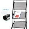 TBLOTYD Magazine Rack Magazine Stand Outdoor Trifold Brochure Stand Magazine Holder, Metal 4 Pockets Display Rack with Wheels, Floor Newspaper Information Rack for Exhi,Black view 2