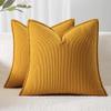 Ailuteie Corduroy Throw Pillow Covers 20x20 Set of 2  Boho Decorative Pillow Covers for Couch, Sofa, Bed  Soft Square Cushion Covers for Living Room Decor (No Insert) Mustard view 1
