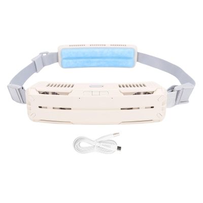 Aramox 5000mAh Lightweight Wearable Waist Fan Strong Wind USB Rechargeable Portable Cooling Fan for Outdoor Work Sports (White)
