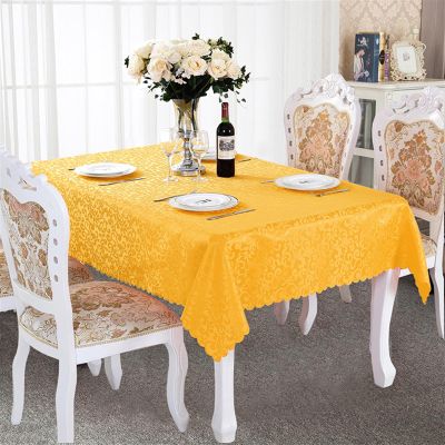 1Pc Dining Table Protective Cover Eco-Friendly Rectangle Jacquard Tablecloth Fabric for Wedding Restaurant Hotel Banquet Decoration Table Cover(Gold,150x210cm)