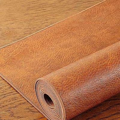18 19 Inch Wide Table Runner Brown LeatherWaterproof/Heat Resistant Vintage Placemats for Kitchen Dining Table Decor, Desk Pad for Keyboard and Mouse(18x64in)