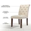 Homixis Dining Chairs Set of 6, Button Tufted Parsons Upholstered Chairs with Solid Wood Legs, Mordern Fabric Kitchen Chairs for Dining Room, Beige view 3