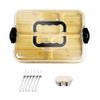 1511" Charcuterie Boards with Lid, Bamboo Cheese Board Cutting Boards with Locking Clear Cover, Portable Serving Tray - 5 Compartments for Kitchen, Picnic, Party, Housewarming, Wedding Gift view 1