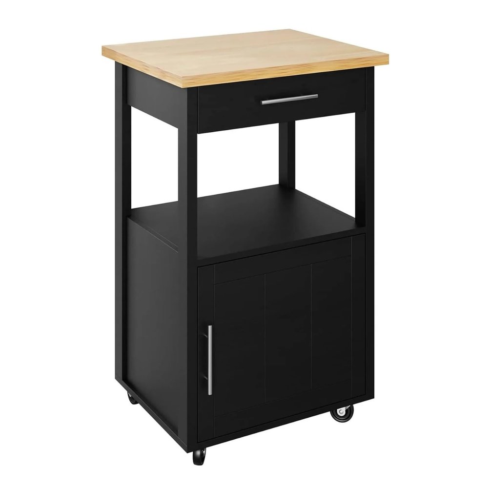 LIBANGRONG-888 Shelf Kitchen Island Cart with Storage, Rolling Side Table with Wheels for Kitchen Island, Storage Cabinet for Kitchen, Dining Room, Black Shelf Organizer