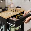 LIBANGRONG-888 Shelf Kitchen Island Cart with Storage, Rolling Side Table with Wheels for Kitchen Island, Storage Cabinet for Kitchen, Dining Room, Black Shelf Organizer view 2
