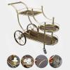 LIBANGRONG-888 Shelf Luxury Gold 3 Tier Bar Trolleys with Silent Wheels for Kitchen, Dining Room, Living Room and Parties, Stainless Steel Shelf Organizer view 3