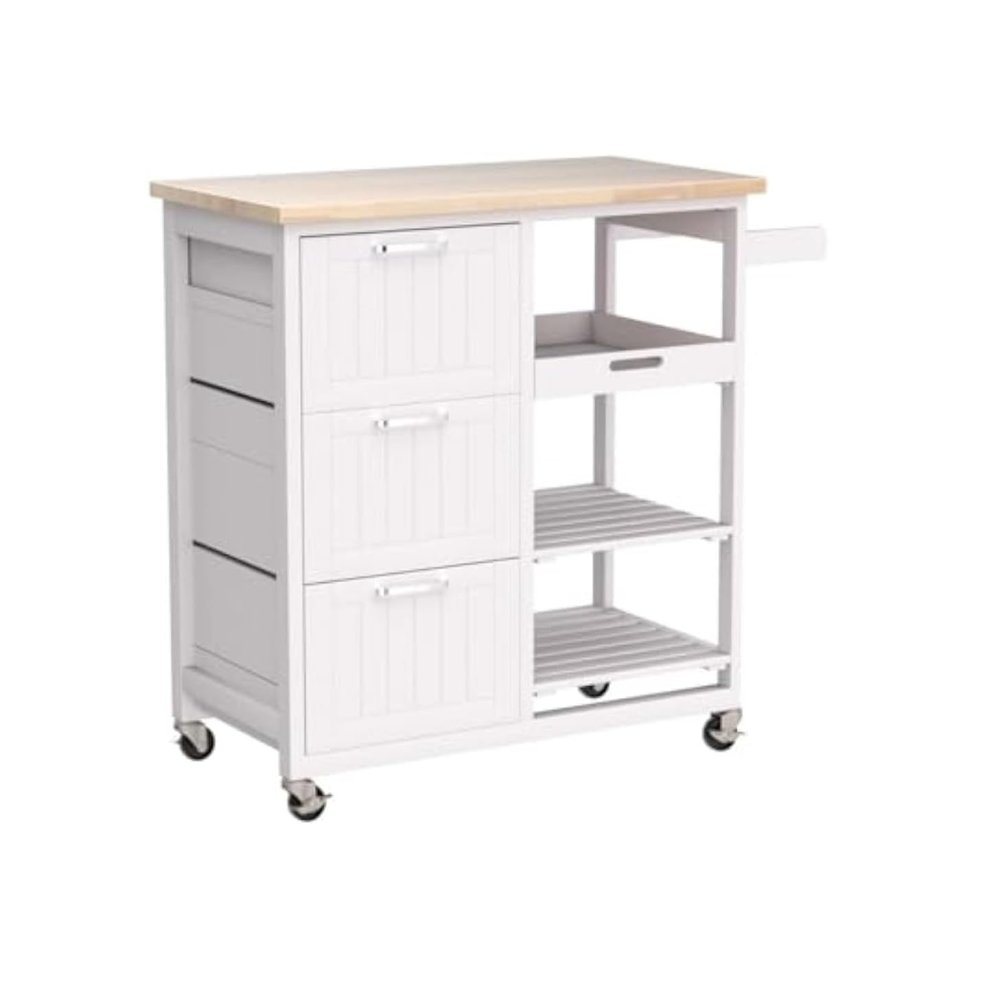 LIBANGRONG-888 Shelf Kitchen Island Style Carts, Industrial Kitchen Bars and Service Carts, Rolling Wheels for Practical Storage Carts in White Organizer Rack