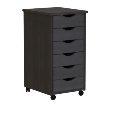 LIBANGRONG-888 Shelf Trolley with Wooden Wheels, Trolley with Wheels of 6 Drawers for Kitchen, Dining Room, Bathroom, Black Shelf Organizer