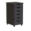 LIBANGRONG-888 Shelf Trolley with Wooden Wheels, Trolley with Wheels of 6 Drawers for Kitchen, Dining Room, Bathroom, Black Shelf Organizer view 1