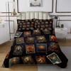 Homewish Constellation Bedspread King Size,Golden Green Western Style Quilt Set with 2 Pillowcases,Starry Galaxy Dark Blue Black Microfiber Coverlet Set for Children Adult,Breathable view 2