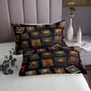 Homewish Constellation Bedspread King Size,Golden Green Western Style Quilt Set with 2 Pillowcases,Starry Galaxy Dark Blue Black Microfiber Coverlet Set for Children Adult,Breathable view 4