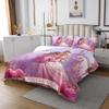 Homewish Pink Princess Bedspread King Size,Dreamy Castle Girly Purple Quilt Set with 2 Pillowcases,Fairy Tale Garden Floral Fantasy Microfiber Coverlet Set for Children Adult,Breathable view 3