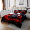 Homewish Eagle Print Bedspread King Size,Wild Animal Chain Nature Trees Quilt Set with 2 Pillowcases,Fire Red Flame Pattern Black Microfiber Coverlet Set for Children Adult,Breathable view 3