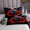 Homewish Eagle Print Bedspread King Size,Wild Animal Chain Nature Trees Quilt Set with 2 Pillowcases,Fire Red Flame Pattern Black Microfiber Coverlet Set for Children Adult,Breathable view 4