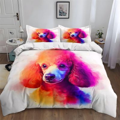 Bedding Duvet Cover Set Twin Size, Bedding Set Kids Teens, Watercolor Animal Dog Print Comforter Cover Set, 1 Quilt Cover 1 Pillowcases 2 Piece Bedroom Decor