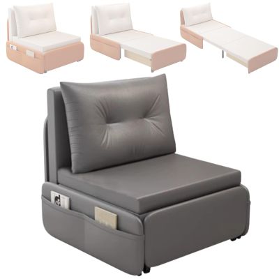 3-in-1 Folding Sofa Bed with Washable Fabric, Convertible Sleeper Sofa Chair, Pull-Out Couch Guest Beds with Storage Box & 205cm Sleeping Length(Gray,105 * 84 * 87cm)