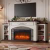 80" Electric Fireplace with Mantel, Fireplace TV Stand for TVs Up to 90 Inch,30 Fire Place Insert Heater for Living Room,Farmhouse Entertainment Center with Storage for Bedroom view 1