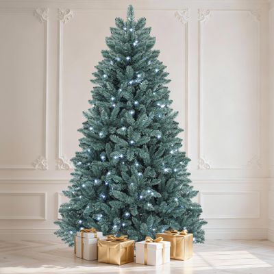 DWVO Prelit Christmas Tree 6ft, Colorado Blue Spruce Atificial Christmas Tree with 450 Cold LED Lights Includes Metal Stand, Green Full Xmas Trees with 880 Metal Hinged Branch Tips, for Home Party