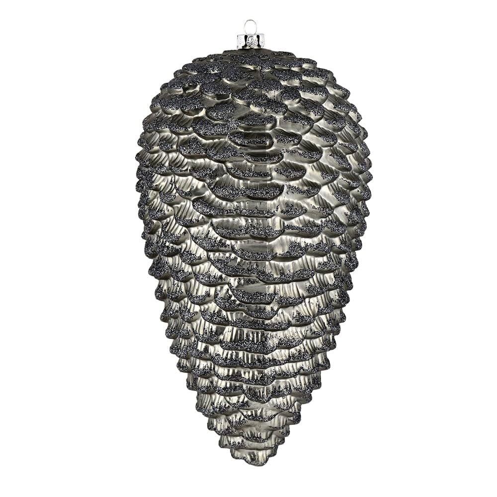 7 in. Limestone Matte Glitter Pinecone Christmas Ornament 4 per Bag