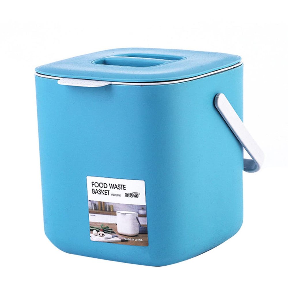 BATHVEVE Portable Covered Trash Bin Plastic Kitchen Waste Storage Container Waterproof Garbage Can for Wet Dry Separation for Home and Office Use