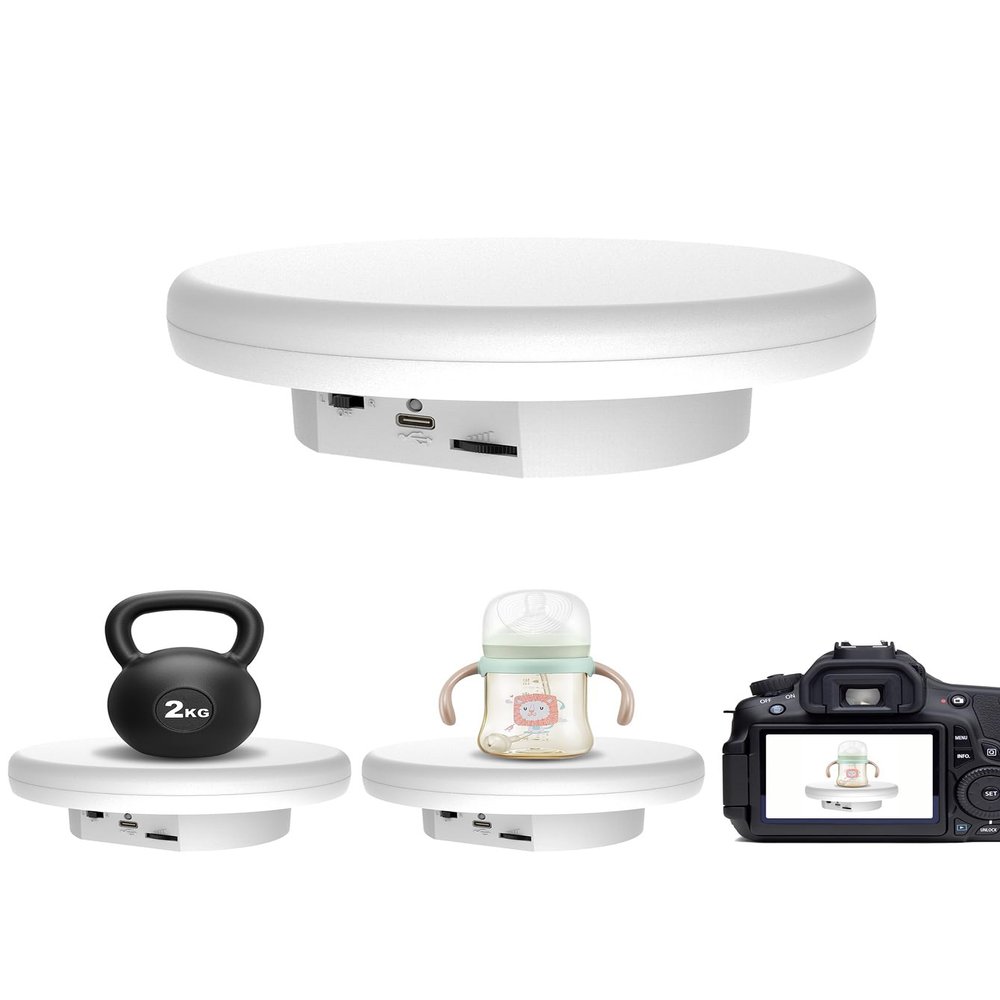 6.3 inch / 4.4LBS Load, 360 Degree Electronic Turntable Display Stand for Photography Products (16CM White)